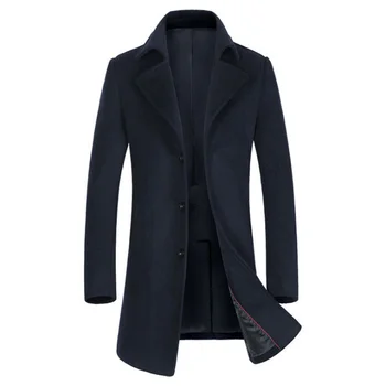 Новейшие мужские шерстяные пальто, осенняя длинная ветровка с отложным воротником, зимнее шерстяное пальто из смеси шерсти, мужские брендовые пальто