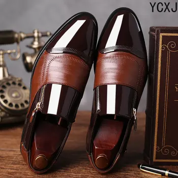 Новые кожаные мужские туфли в деловом стиле большого размера 48, мужская обувь с заостренными краями, повседневная ленивая обувь, дизайнерская обувь, мужские модельные туфли