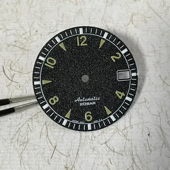 Новые механические часы с черным циферблатом NH35, модифицированный аксессуар для часов с зеленым светящимся циферблатом NH36 в стиле ретро, диаметр 28,5 м