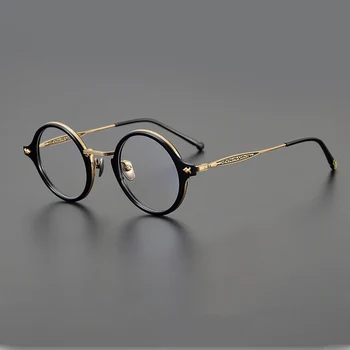 Новые ультралегкие круглые очки из чистого ацетата титана японского дизайнера, полнокадровые высококачественные очки, ретро-очки для близорукости