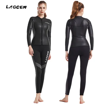 Новый женский водолазный костюм из 2,5 мм неопрена, раздельный топ для серфинга, купальники, теплая куртка с длинным рукавом, водные виды спорта, парусный спорт, топ для дайвинга, брюки