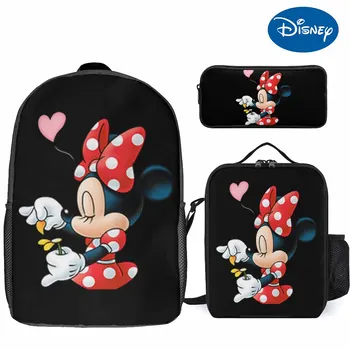 Новый комплект из 3 предметов, модный рюкзак Disney, изготовленный на заказ рюкзак с мультяшным персонажем, пенал, сумка для ланча большой емкости 17 дюймов