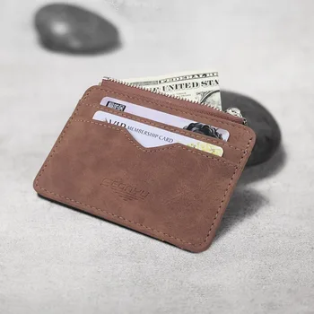 Новый короткий мужской кошелек из матовой кожи корейской версии с застежкой-молнией Zero Wallet, многощелевой кошелек, сумка для визиток, держатель для карт