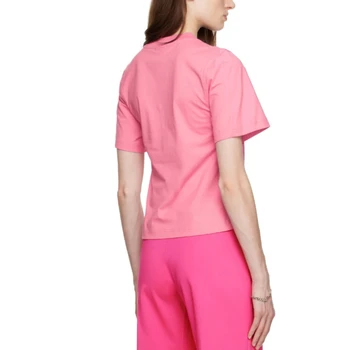 Новый летний Облегающий Топ с короткими рукавами и круглым вырезом 2023, Хлопковая футболка с короткими рукавами и принтом для Женщин