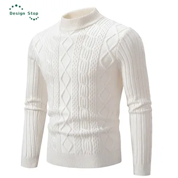 Новый модный зимний свитер без пола, повседневный приталенный пуловер в толстую полоску, джемпер