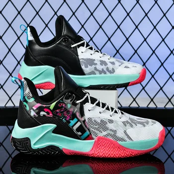 Новый модный принт Мужская баскетбольная обувь с дышащей сеткой Профессиональные кроссовки Баскетбольные мужские кроссовки Спортивная обувь Basket Homme