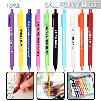 Новый набор шариковых ручек из 10 штук Тема благодарности Быстросохнущие Ручки Черная ручка для заправки Пластиковая ручка Канцелярские принадлежности Школьные принадлежности