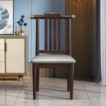 Новый обеденный стул из цельного дерева в китайском стиле для гостиничного ресторана, Современный обеденный стул с простой деревянной спинкой для дома