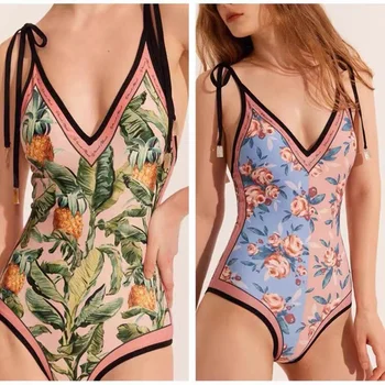 Новый цельный купальник, сексуальное бикини, летняя Бразильская пляжная одежда, купальный костюм с принтом, женские купальники, купальный костюм для женщин