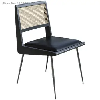 Обеденный стул из ротанга из массива дерева, скандинавская спинка, конференц-кресло, современное косметическое кресло для дома в семье, офисное кресло, ресторан