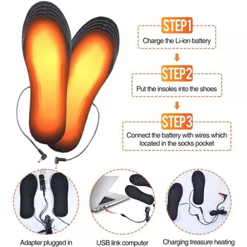 Обувные стельки с USB-подогревом, электрическая грелка для ног, грелка для носков, коврик для занятий спортом на открытом воздухе, стелька с батарейным отсеком, стельки с подогревом