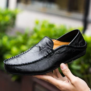 Обувь Doudou, мужская обувь из натуральной кожи, новинка 2023 года, мужская летняя дышащая кожаная обувь с вырезами, повседневная обувь