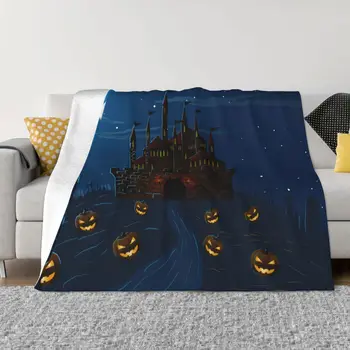 Одеяло с изображением тыквы на Хэллоуин, Рождество, легкие дышащие фланелевые одеяла с защитой от скатывания для постельных принадлежностей, путешествия