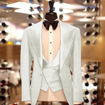 Однобортная мужская одежда, куртка + жилет + брюки, комплект из 3 предметов, приталенный мужской костюм с лацканами, элегантные костюмы для свадьбы 2023