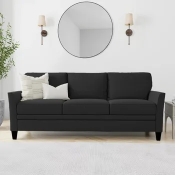 Опоры Auden 3-местный классический современный диван, черный