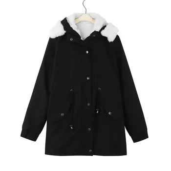 Осенне-зимнее утолщенное теплое пальто 2023 года, Новое пальто на флисовой подкладке из шерсти ягненка, хлопчатобумажное пальто с капюшоном, женская стеганая верхняя одежда