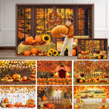 Осенние декорации для фотосъемки, сбор урожая в Кленовом лесу, Осенний фон для душа ребенка, реквизит для фотосессий, Студийные съемки