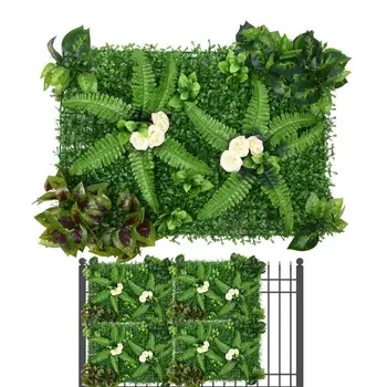 Панели из искусственных растений, экран для уединения, живая изгородь, декор для сада на открытом воздухе, без запаха, против выцветания, против старения, Реалистичная стена из искусственных растений