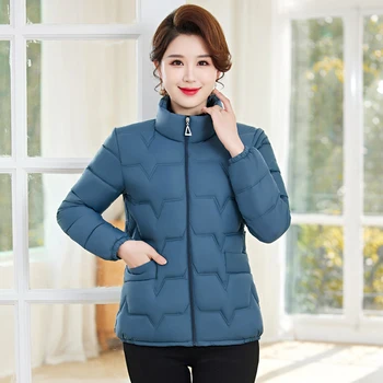 Парки Стеганое пальто с длинным рукавом Однотонная Женская Зимняя куртка Новая Женская Одежда 2023 Леди Корейская мода