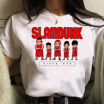 Первые футболки с надписью Slam Dunk для женщин, футболки с аниме-принтом, футболки с графикой Harajuku, забавная Женская одежда с коротким рукавом из манги