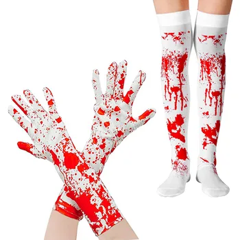Перчатки для Хэллоуина, украшение ужасающей атмосферы, Кровавые перчатки, носки с кровью, Реквизит для вечеринки на Хэллоуин, потому что Кровавый принт Реквизит
