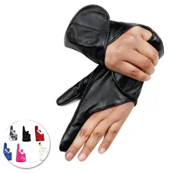 Перчатки из искусственной кожи в стиле Харадзюку, хип-хоп, Перчатки с двумя пальцами, Перчатки для выступлений в стиле Панк, Перчатки для вечеринок