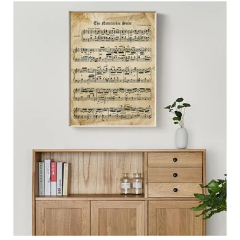 Плакат и печать Классической фортепианной музыки Чайковского, холст, настенная картина, Домашний декор, Старинные ноты Щелкунчика