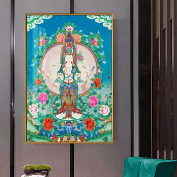 Плакат Тханка Пять Манджушри Картина Тибет Индия Китайская Религиозная Гравюра на холсте Художественная Настенная картина Домашнее Украшение02