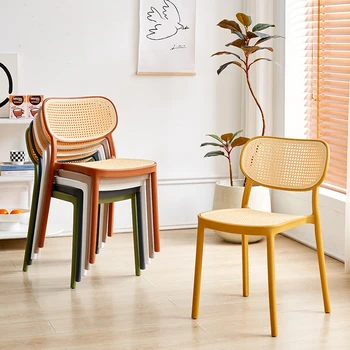 Пластиковая спинка обеденного стула из скандинавского ротанга Проста и современна, ее можно складывать для отдыха, мебель для гостиной и дома