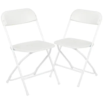 Пластиковый складной стул серии-Белый-2 упаковки по 650 фунтов весом, Удобное кресло для мероприятий-Легкий складной стул 