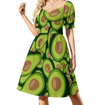 Платье-коллаж из авокадо, летняя женская одежда, женское летнее платье 2023, женские вечерние платья, платья с длинными рукавами