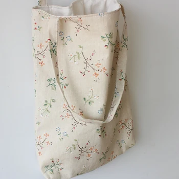 Повседневная женская сумка 2019, сумка через плечо, мягкая хлопчатобумажная льняная сумка для покупок в цветочек, повседневная сумка-тоут, ранец большой вместимости
