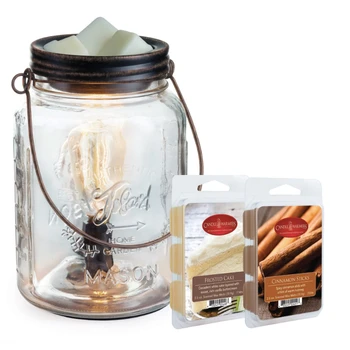 Подарочный набор для подогрева ароматов Mason Jar с глазурью для торта и ванилью, воском с корицей, расплавленным воском, контейнером для бутылок, небольшим контейнером для еды