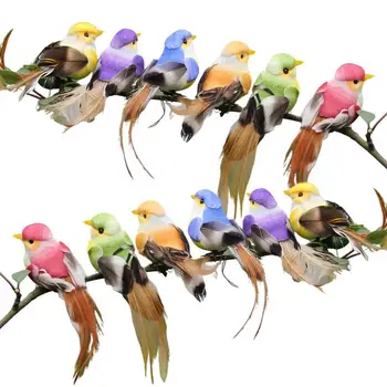 Поддельные птицы для рукоделия 12ШТ Мини-имитация Птиц из перьев, Декоративные поддельные Птицы с когтями Для свадебного украшения дома DIY Craft