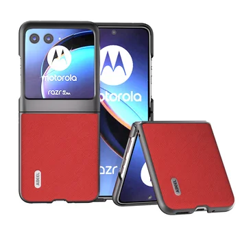 Подлинный Чехол Для телефона Motorola Razr 40 Ultra Case С Перекрестным рисунком Кожная Задняя Крышка Корпуса Motorola Moto Razr 40 Ultra Case