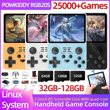 Портативная Игровая Консоль POWKIDDY RGB20S с 3,5-дюймовым IPS Экраном RK3326 С Открытым Исходным Кодом, Ретро-Плеер с 25000+ Играми, Подарки для Детей