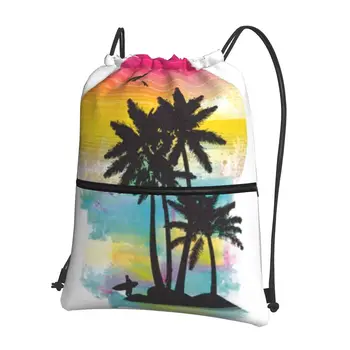 Портативные рюкзаки Tropical Paradise, сумка на шнурке, модная сумка на шнурке, карманные сумки для обуви для школьников.