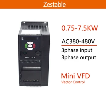 Преобразователь частоты переменного тока 3Ph 380V ZA-100G3 VFD-инвертор 0.75/1.5/2.2/3.7/4/5.5/7.5 Регулятор частоты вращения двигателя кВт