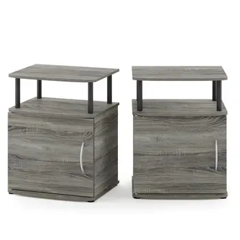Прикроватный столик JAYA Utility Design, комплект из двух предметов, французский дуб Серый/черный