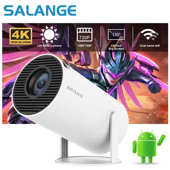 Проектор Salange HY300 4K HD Android 11 Двойной WIFI 6,0 200 ANSI BT5.0 1080P 1280*720P Портативный Проектор для домашнего кинотеатра на открытом воздухе