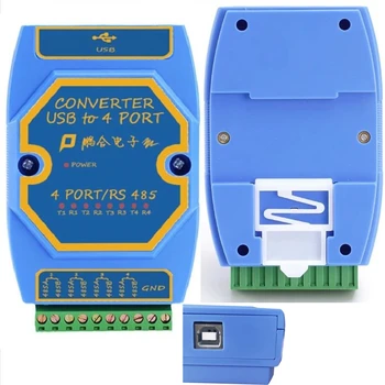 Промышленный изолированный преобразователь связи USB в 4 порта RS485, четырехпозиционная последовательная линия 485 в USB с четырьмя COM-портами
