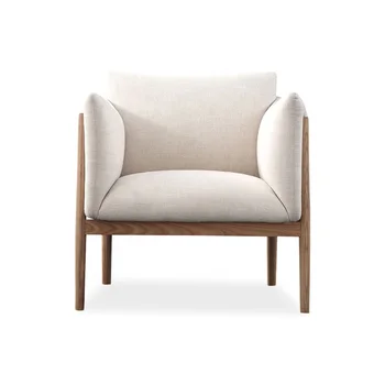 Простой Скандинавский Диван-кресло для гостиной, Обтянутый тканью, Кресло с каркасом из массива дерева