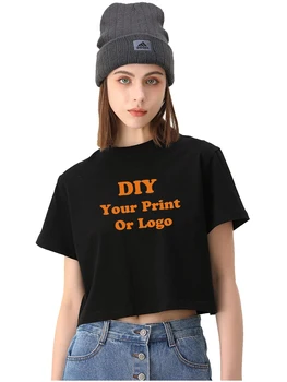 Простые и модные футболки с короткими рукавами и открытым пупком, кроп-топы из высококачественного хлопка на заказ, уличная одежда