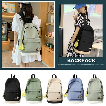 Простые рюкзаки для колледжа, повседневный рюкзак через плечо большой емкости, Акриловые подвески, рюкзак для девочек, Регулируемый ремень для путешествий