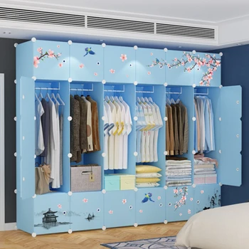 Простые шкафы Современная минималистичная сборка ткани Шкафы для спальни Аренда Дома Шкаф для общежития Шкаф для хранения в домашней спальне U