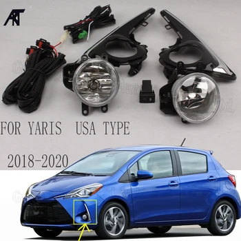 Противотуманная фара TY521 для Toyota YARIS Тип США 2018-2020 Фонарь переднего бампера автомобиля Хромированная крышка противотуманной фары Противотуманные фары