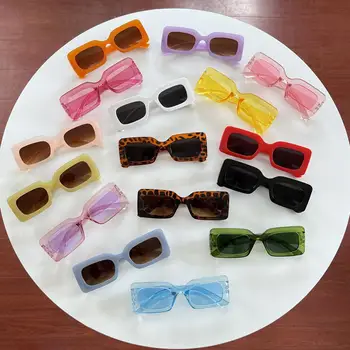 Прямоугольные солнцезащитные очки для женщин и мужчин Модные солнцезащитные очки ярких цветов 90-х годов, солнцезащитные очки Y2K, Винтажные оттенки, защита от UV400