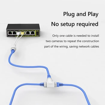 Разъем кабеля камеры POE Трехсторонний разъем питания RJ45 2-в-1 Двойной IPC Plug and Play для установки аксессуаров для камеры безопасности