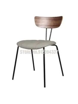 Ретро-стул из кованого железа, скандинавский дизайнер, простой индустриальный стиль, современный легкий роскошный стул для кафе с мягкой сумкой, домашний обеденный стул