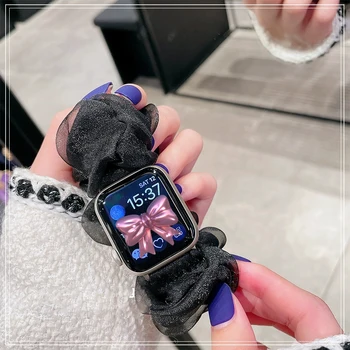 Ретро Черная лента для волос Ремешок для Apple Watch Band 49 мм 45 мм 41 44 мм 38 42 40 Ремешок Для iWatch Серии 8 7 SE 6 5 4 Correa Ремешок для часов